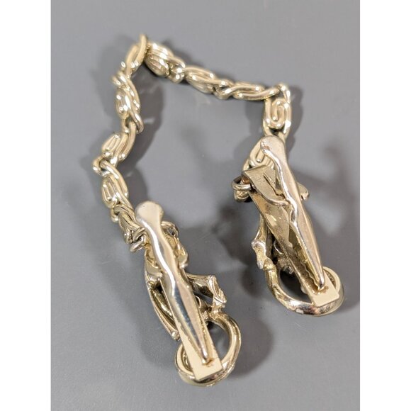 Vintage Gold Tone Sweater Cardigan Clips Byzantine Chain Ornate Scroll - Picture 5 of 6